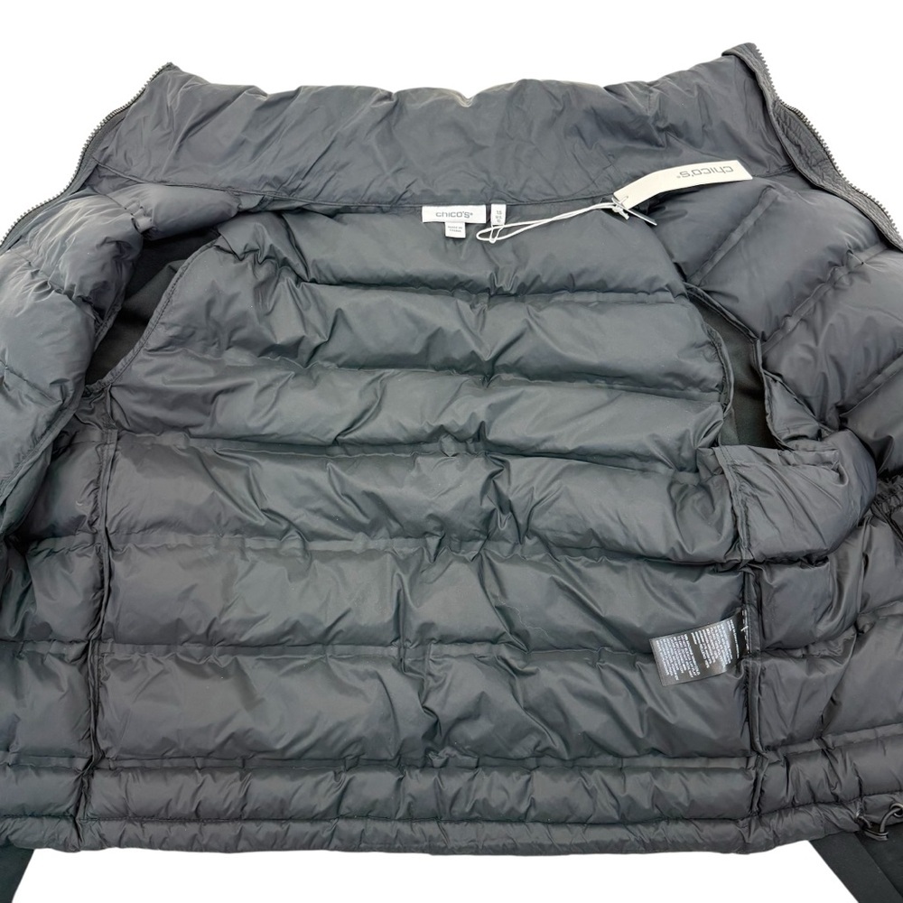 NWT Chico’s Zenergy Scuba Mix Puffer Coat size 10/1.5 Black - Picture 9 of 16